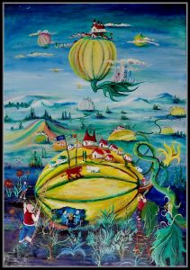 Calistrat Robu - Sat fantastic Ulei pe pânză 100x70 -2007