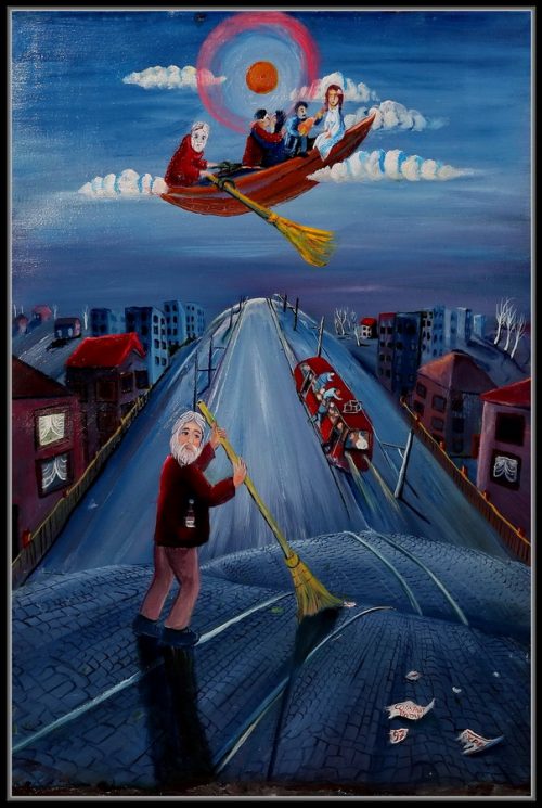 Calistrat Robu - Măturătorul, 1996 Ulei pe pânză, 60 x 42 cm.